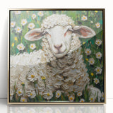 Framed acrylic artwork showcasing a vibrant design of 48 animals, elegantly presented in a gold frame, perfect for enhancing modern home decor.