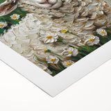 Rolled canvas showcasing a vibrant, colorful design of various animals in an artistic style, elegantly packaged in a protective cardboard tube, perfect for home decor enthusiasts.