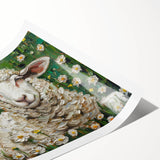 Rolled canvas print showcasing vibrant animal illustrations in a whimsical style, featuring intricate details and rich colors, perfect for children's room decor.