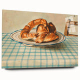 Vintage Art Deco Wall Art – Croissant Still Life on Checkered Table