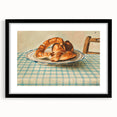 Vintage Art Deco Wall Art – Croissant Still Life on Checkered Table