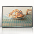 Vintage Art Deco Wall Art – Croissant Still Life on Checkered Table