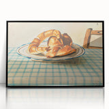 Vintage Art Deco Wall Art – Croissant Still Life on Checkered Table