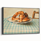 Vintage Art Deco Wall Art – Croissant Still Life on Checkered Table