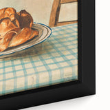 Vintage Art Deco Wall Art – Croissant Still Life on Checkered Table