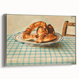 Vintage Art Deco Wall Art – Croissant Still Life on Checkered Table