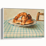 Vintage Art Deco Wall Art – Croissant Still Life on Checkered Table