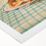 Vintage Art Deco Wall Art – Croissant Still Life on Checkered Table