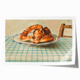 Vintage Art Deco Wall Art – Croissant Still Life on Checkered Table