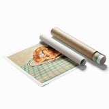 Vintage Art Deco Wall Art – Croissant Still Life on Checkered Table