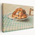 Vintage Art Deco Wall Art – Croissant Still Life on Checkered Table
