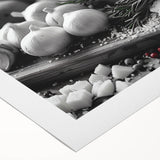 Art deco poster featuring an array of colorful food dishes on rolled canvas, suitable for dining room decor.