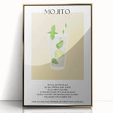 Art deco poster featuring a stylized cocktail glass in gold and black on a framed acrylic.