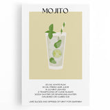 Black and white stretched canvas featuring a vintage food and drinks poster, ideal for kitchen wall art.