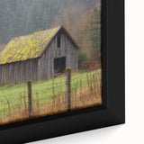 Close-up of a landscape barn-themed canvas print showcasing vibrant colors and intricate details, perfect for rustic home decor and art enthusiasts. Ideal for enhancing interior design with a touch of countryside charm.