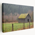Stretched canvas artwork showcasing a vibrant landscape barn scene in rich colors, designed for wall decor, perfect for enhancing home aesthetics.