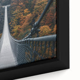 Framed canvas artwork showcasing a serene landscape bridge, featuring vibrant colors and intricate details, perfect for home decor and art enthusiasts.