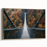 Gold-framed canvas artwork showcasing a stunning landscape bridge scene, featuring vibrant colors and intricate details, ideal for adding elegance to any room decor.