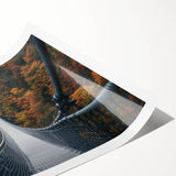 Rolled print of a landscape bridge design showcasing intricate details in vibrant colors, elegantly packaged in a protective cardboard tube for optimal delivery.