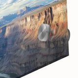 Close-up view of a vibrant acrylic landscape featuring colorful canyons, showcasing intricate details and rich textures, ideal for modern home decor.