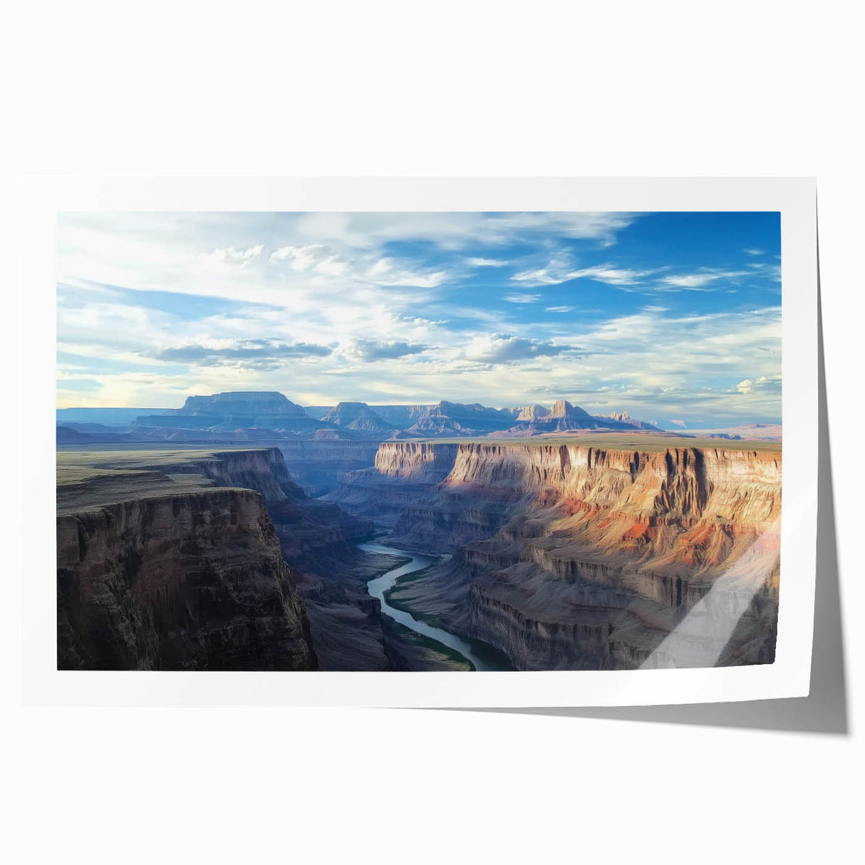 Vibrant rolled print showcasing a stunning landscape of canyons in rich earth tones, elegantly packaged in a protective cardboard tube for easy display and transport.