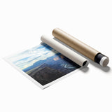 Beautiful landscape print of colorful canyons, showcasing vibrant earth tones and intricate rock formations, rolled for easy display and shipping. Perfect for home decor enthusiasts seeking nature-inspired art.