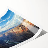 Stunning rolled print depicting a vibrant landscape of canyons, showcasing rich colors and intricate details, perfect for home decor or art enthusiasts.