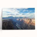 Stretched canvas art depicting a vibrant landscape of canyons with rich earthy tones, ready to enhance your home decor and bring nature indoors. Perfect for art enthusiasts.