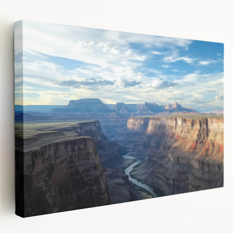 Vibrant landscape canvas artwork depicting colorful canyons in a side view, showcasing rich textures and hues, perfect for enhancing modern home decor.