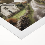 Rolled canvas showcasing a serene landscape countryside scene with lush green fields and a vibrant sky, ideal for home decor and art enthusiasts.