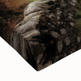 Close-up of a vibrant landscape countryside wall art piece on stretched canvas, showcasing rolling hills and lush greenery, perfect for home decor.