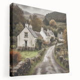 Stretched canvas wall art depicting a serene countryside landscape with rolling hills and vibrant greenery, ideal for home decor to enhance tranquil spaces.