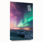 Acrylic glass artwork showcasing a serene countryside landscape with vibrant colors, displayed in a side view without pins, perfect for home decor.