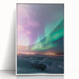 Framed acrylic landscape artwork depicting a serene countryside scene, featuring lush greenery and rolling hills, with a sleek white frame enhancing its elegance.