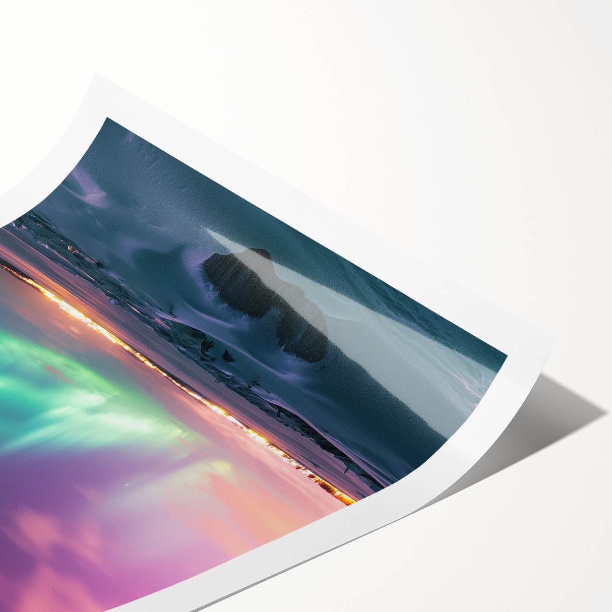 Rolled countryside landscape print showcasing vibrant green fields and a serene blue sky, elegantly packaged in a protective cardboard tube for easy transport. This artwork adds a touch of nature's beauty to any space.