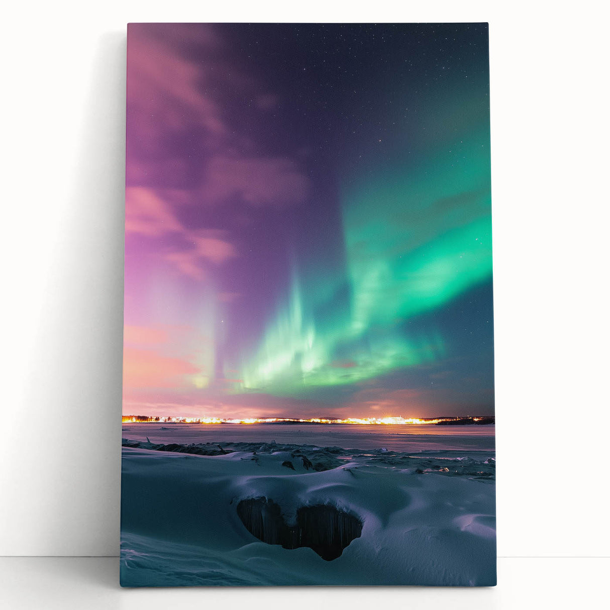 Stretched canvas artwork depicting a serene countryside landscape with lush green fields and rolling hills, perfect for home decor. The vibrant colors and detailed brushwork capture the tranquility of rural life, enhancing any living space.