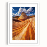 Desert landscape framed art print with a white mat, showcasing vibrant earth tones and intricate details, perfect for enhancing modern home decor.