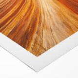 Desert landscape rolled canvas art showcasing vibrant hues of orange and blue, featuring intricate details of sand dunes under a dramatic sunset, perfect for home decor.