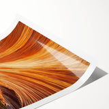 Desert landscape rolled canvas print showcasing vibrant hues of orange and gold, capturing a tranquil sunset scene, perfect for home decor and art enthusiasts.