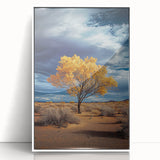 Framed acrylic artwork showcasing a serene landscape with vibrant green fields and a bright blue sky, presented in a sleek white frame, ideal for home decor.