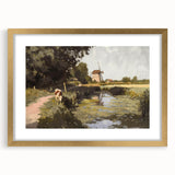 Elegant gold-framed landscape artwork with a white mat, showcasing serene natural scenery, perfect for home decor or gallery display, enhancing aesthetic appeal.