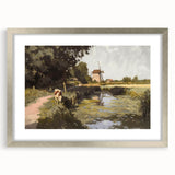 Silver-framed landscape picture with a mat, showcasing a serene nature scene, ideal for home decor or office spaces. The elegant design enhances visual appeal.