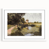 Elegant white-framed landscape artwork with a mat, showcasing serene natural scenery. Perfect for home decor, it enhances any living space with its calming aesthetic.