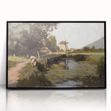 Framed acrylic landscape art piece with a sleek black frame, showcasing vibrant colors and intricate details, ideal for modern home decor or office settings.