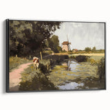 Framed canvas artwork showcasing a stunning landscape design with a black frame, viewed from the side, perfect for enhancing home decor and interior aesthetics.