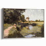 Framed canvas artwork showcasing a serene landscape in soft hues, elegantly set in a silver frame, ideal for modern home decor or office settings.