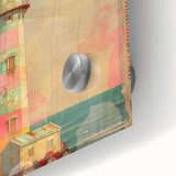 Close-up of vibrant lighthouse wall art, featuring acrylic glass finish. The design showcases a serene coastal landscape with bold colors, perfect for home decor.