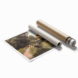 Vibrant rolled print showcasing a stunning landscape design with lush greenery and serene water elements, packaged securely in a protective cardboard tube. Ideal for home decor enthusiasts seeking nature-inspired art.