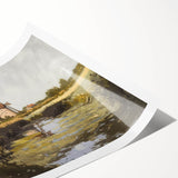 Rolled print showcasing a vibrant landscape design with rich colors and intricate details, securely packaged in a robust cardboard tube for safe shipping. Ideal for home decor enthusiasts seeking unique artwork.