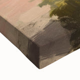 Close-up of a stretched canvas showcasing a vibrant landscape design, highlighting rich colors and intricate details, ideal for home decor and art enthusiasts.